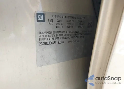 2014 Buick Regal Turbo from USA, damaged, VIN 2G4GK5EX8E9196533